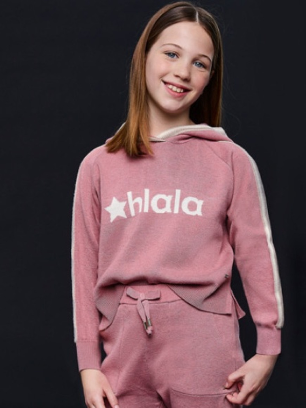 Mayoral Pink Hooded Sweatshirt with White Star Logo
